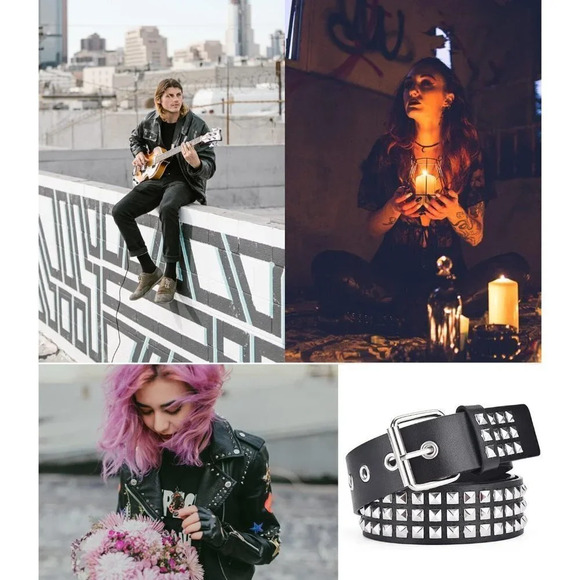 Belts Women Stud Punk Rock Girls Black Waist Belt Cosplay Halloween - Picture 6 of 6